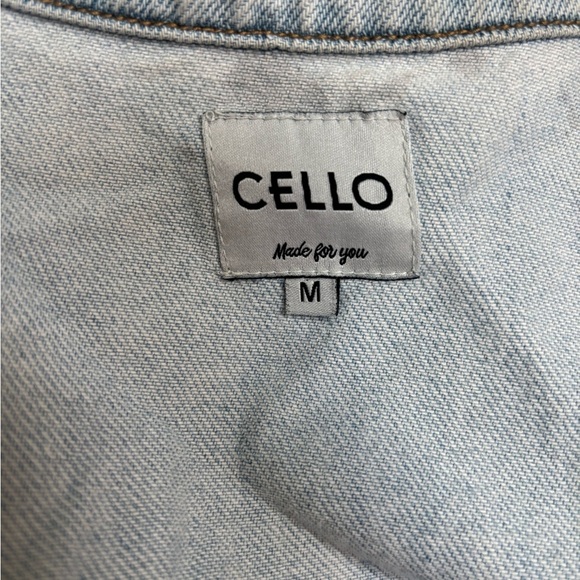 CELLO White Washed Light Blue Denim Cropped Grunge Distressed Ripped Jacket Sz M - Picture 5 of 9